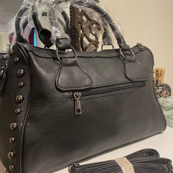 🆕 Black Punk Skull & Rivets Boston Shoulder Bag, Y2K - Steampunk Style Handbag - Picture 3 of 12
